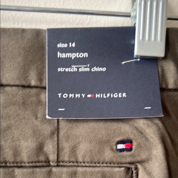 NWT Tommy Hilfiger | Green Trousers Flat Front Cotton Blend | Size 14 - Picture 6 of 6